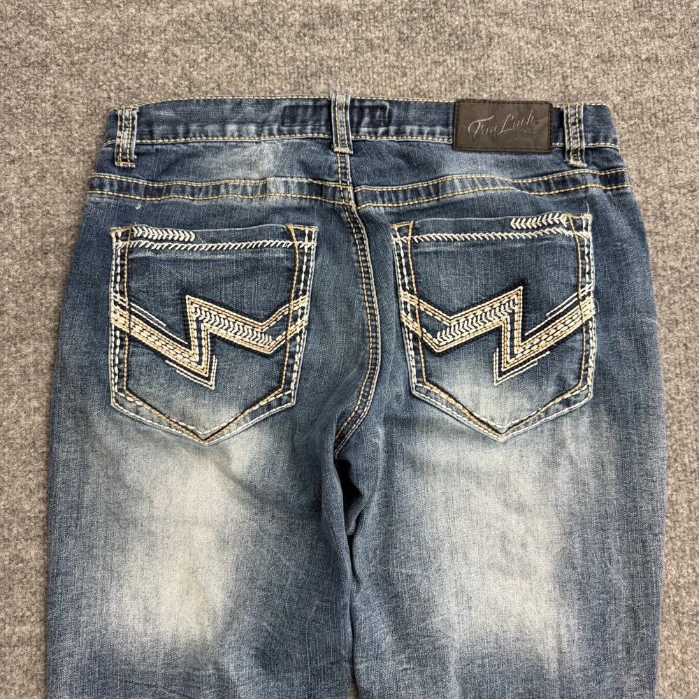 True Luck Jeans Men's 32x30 Medium Wash Straight Leg Distressed Denim Y2K